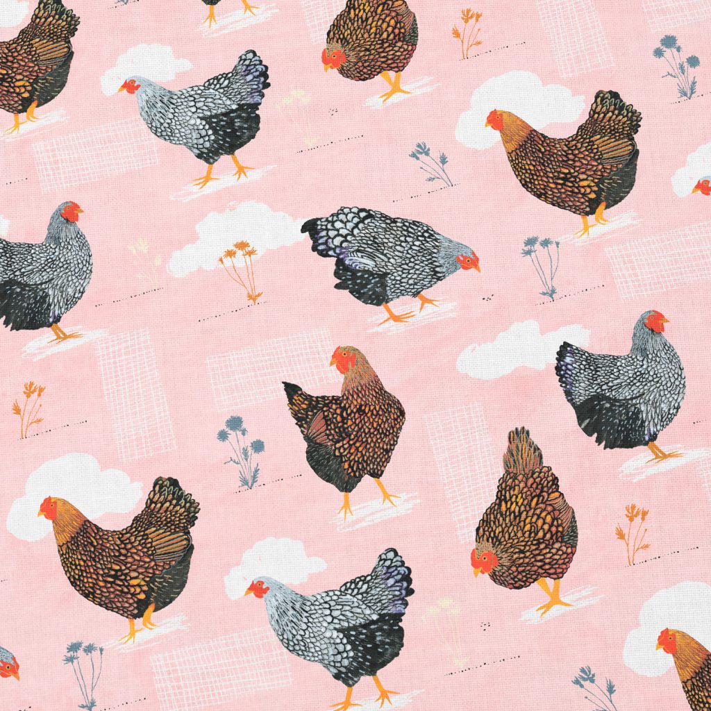 Chicken fabric pattern by Zoe Ingram